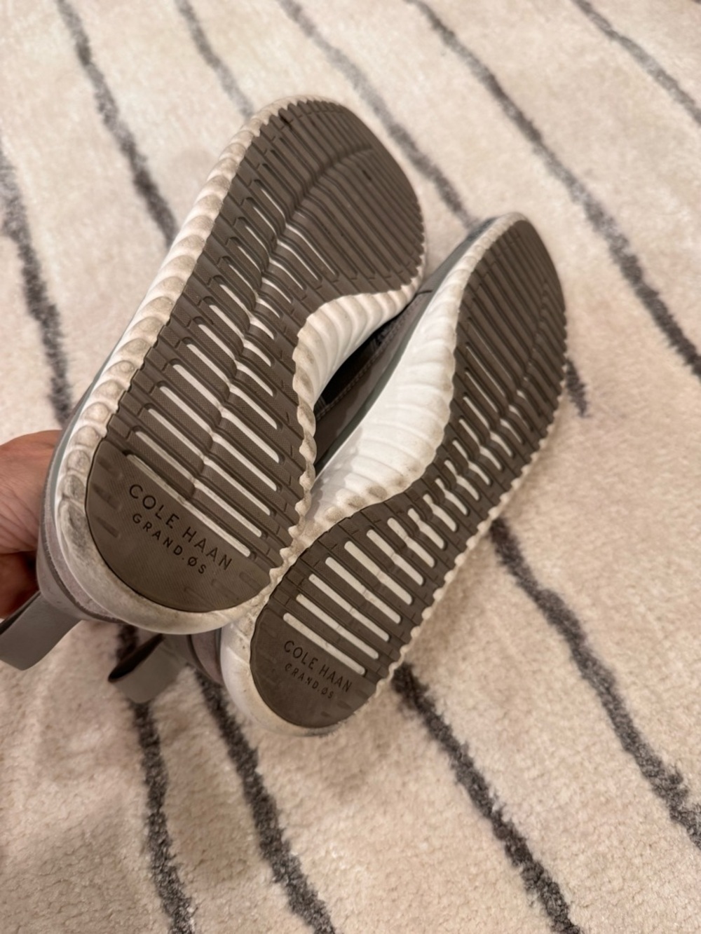 Cole Haan Gray Knit Slip-On Sneakers with Cross Straps - Picture 4 of 5